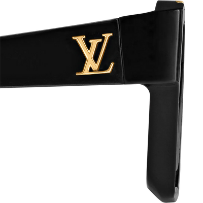 "Luxury LV Gold Accent Square Sunglasses – Bold Black Frame | Unisex For Male And Female Eyewear"