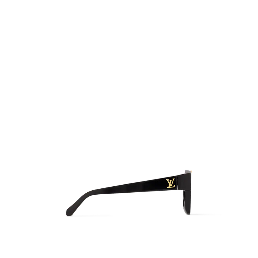 "Luxury LV Gold Accent Square Sunglasses – Bold Black Frame | Unisex For Male And Female Eyewear"