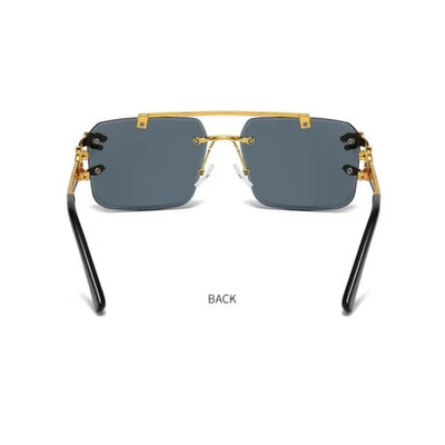 Luxury Panther Rimless Sunglasses – Gold Frame with Black Lens (Unisex)Men & Women