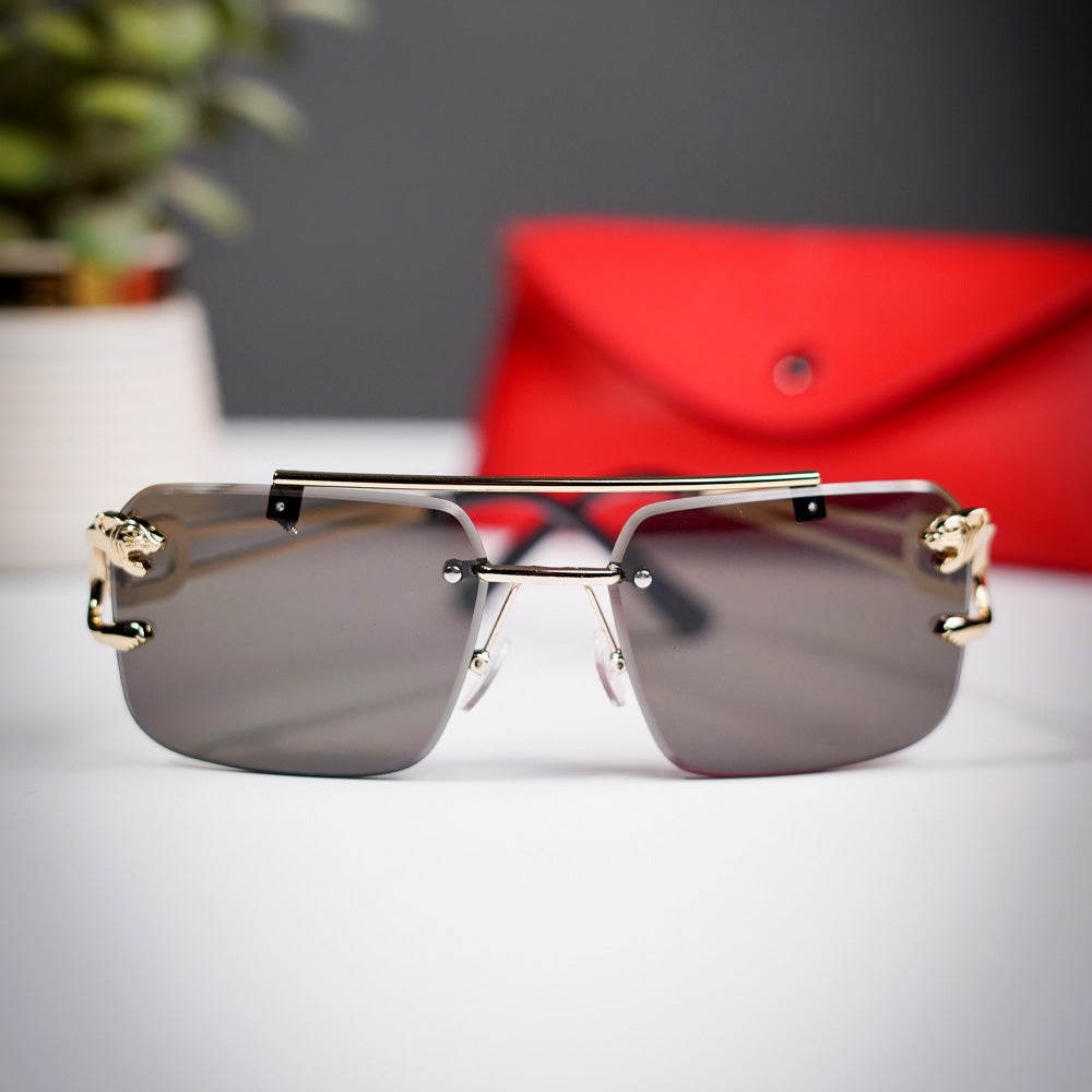 Rimless cheetah gold metal glasses