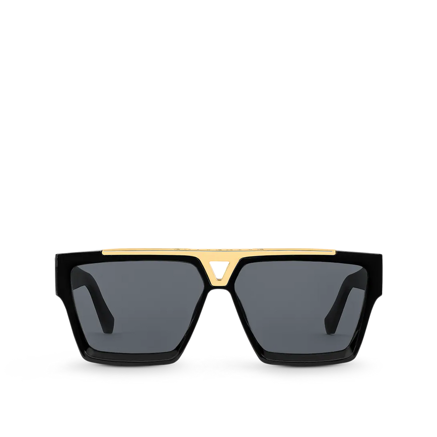 "Luxury LV Gold Accent Square Sunglasses – Bold Black Frame | Unisex For Male And Female Eyewear"