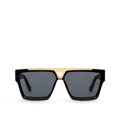 "Luxury LV Gold Accent Square Sunglasses – Bold Black Frame | Unisex For Male And Female Eyewear"