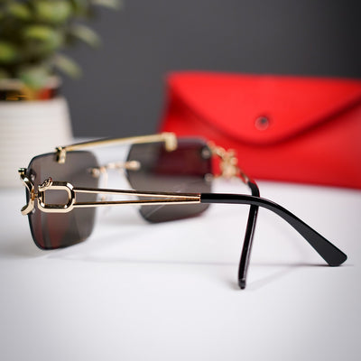 Rimless cheetah gold metal glasses