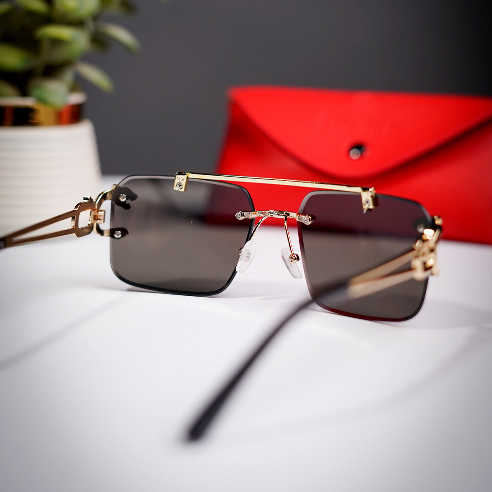 Rimless cheetah gold metal glasses