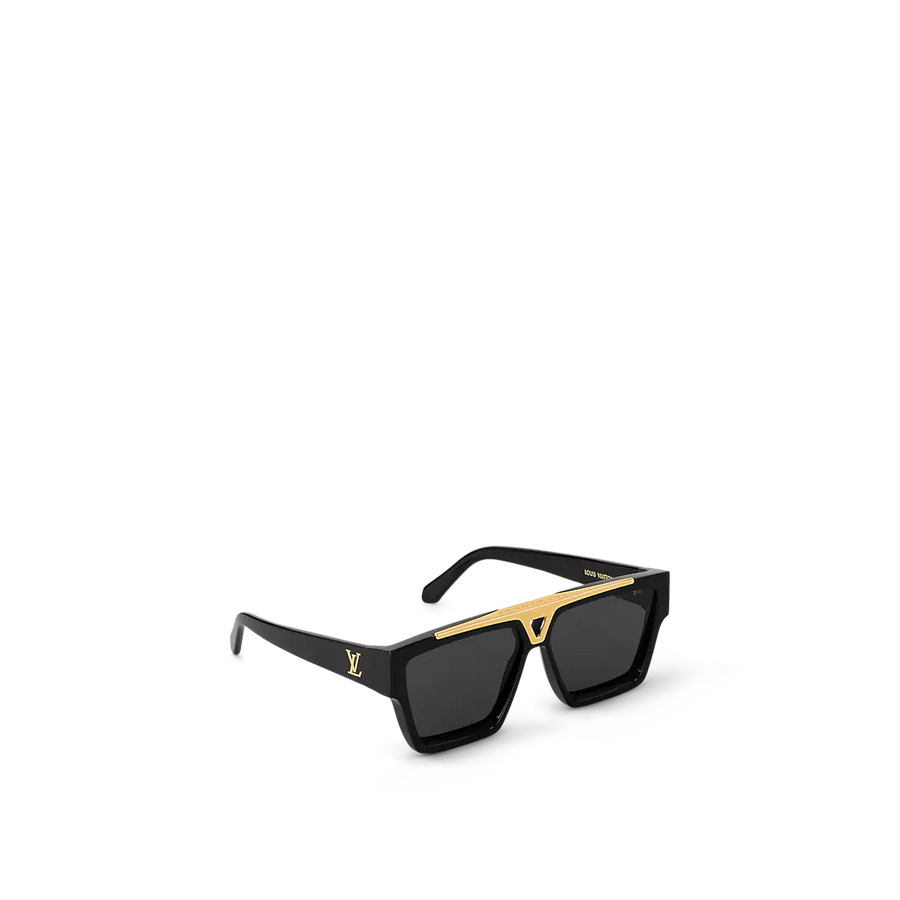 "Luxury LV Gold Accent Square Sunglasses – Bold Black Frame | Unisex For Male And Female Eyewear"