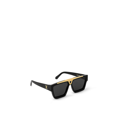 "Luxury LV Gold Accent Square Sunglasses – Bold Black Frame | Unisex For Male And Female Eyewear"