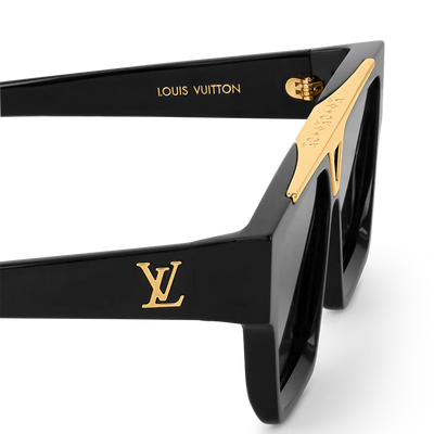 "Luxury LV Gold Accent Square Sunglasses – Bold Black Frame | Unisex For Male And Female Eyewear"