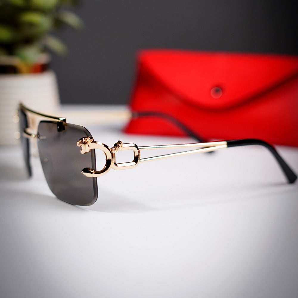Rimless cheetah gold metal glasses