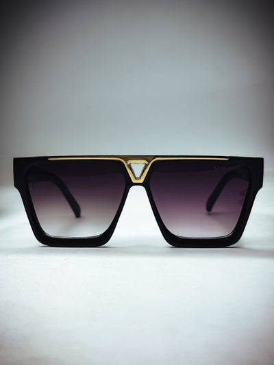 "Luxury Gold Accent Square Sunglasses – Bold Black Frame | Unisex For Male And Female Eyewear"