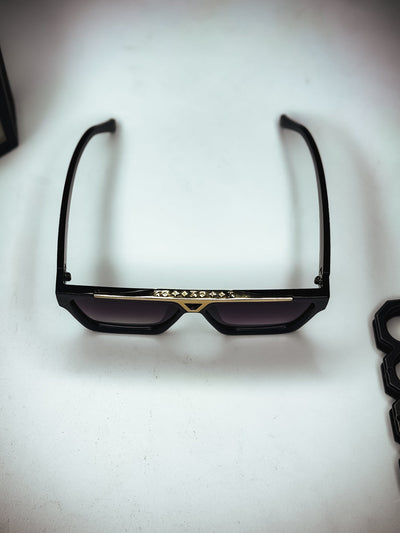 "Luxury Gold Accent Square Sunglasses – Bold Black Frame | Unisex For Male And Female Eyewear"